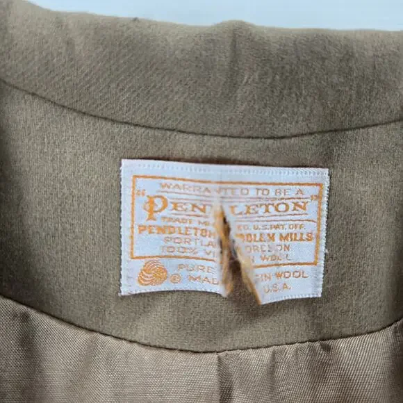 Vintage Pendleton 100% Virgin‎ Wool Tan Suit Jacket Blazer Women's Size 14 - Picture 2 of 5